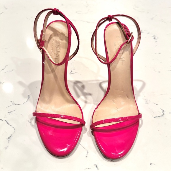 Femme Los Angeles Women’s Shiny Pink Stiletto Ankle Strap Sandals Size 7 NWOT - Picture 5 of 14